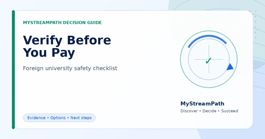 How to Verify a Foreign University Before Paying — MyStreamPath decision guide for Indian students and parents